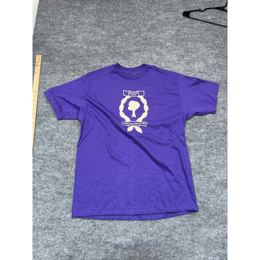 Vintage 90s Hanes‎ Beefy-T Stoneman Lincoln Camp Oakes Purple Shirt Mens XL USA